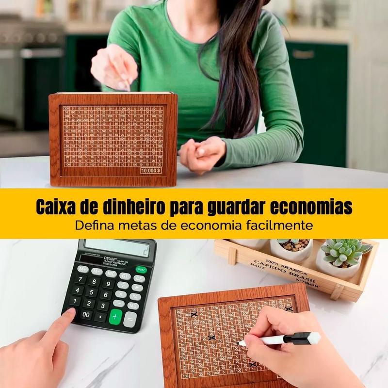 Cofre Caixa Dinheiro Wood Box Japones Kakebo Desafio Nat